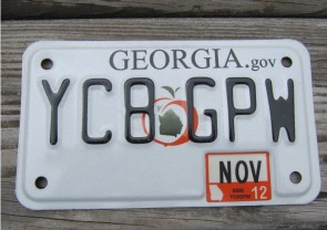 Georgia Motorcycle License Plate Peach State 2012