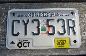 Georgia Motorcycle License Plate Grey Fade Peach 2004