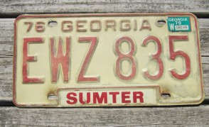 Georgia Red White License Plate 1979