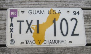 Guam USA Map Taxi License Plate Tano Y Chamorro 1994