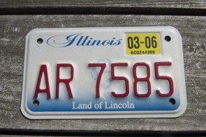 Illinois Motorcycle License Plate Land of lincoln 2006