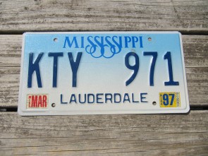 Mississippi Blue White Blue License Plate 1997