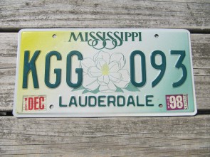 Mississippi Large Yellow Magnolia License Plate 1998