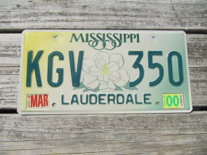 Mississippi Large Yellow Magnolia License Plate 2000