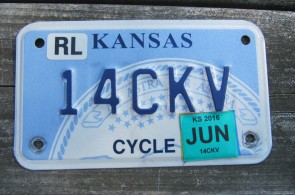 Kansas Motorcycle State Seal License Plate 2016