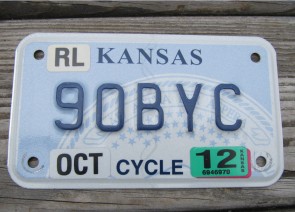 Kansas Motorcycle State Seal License Plate 2012