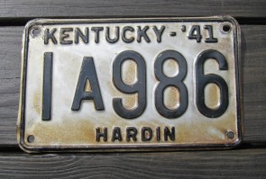 Kentucky Black Silver License Plate 1941
