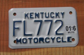 Kentucky Motorcycle License Plate 2016
