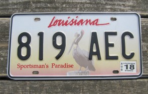 Louisiana Pelican License Plate 2018 Sportsman's Paradise 