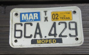 Texas Moped License Plate 2002