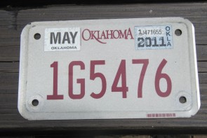 Oklahoma Motorcycle License Plate 2011