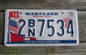 Maryland War of 1812 License Plate Star Spangled 2016