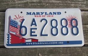 Maryland War of 1812 License Plate Star Spangled 