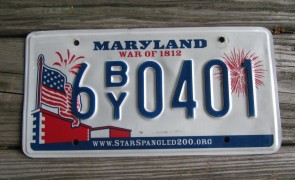 Maryland War of 1812 License Plate Star Spangled