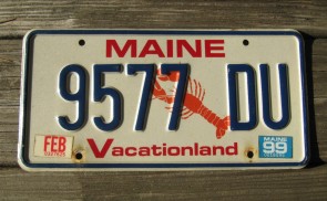 Maine Lobster License Plate 1999