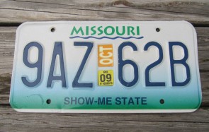 Missouri River License Plate 2009 Show Me State