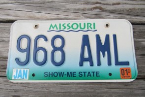 Missouri River License Plate 2001 Show Me State