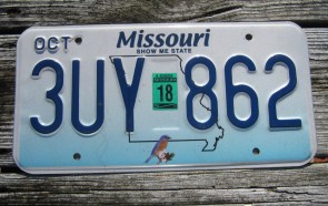 Missouri Blue Bird License Plate 2018 Show Me State 