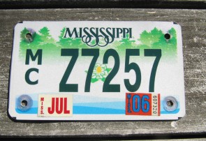 Mississippi Motorcycle License Plate Green Magnolia 2006
