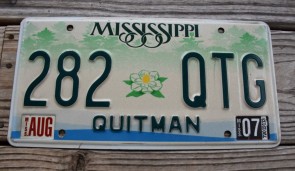 Mississippi Green Magnolia License Plate 2007