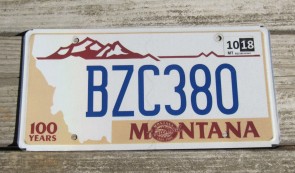 Montana Centennial Flat License Plate 100 Years 2018