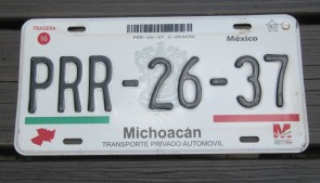 Mexico Michoacan License Plate PRR 26 37