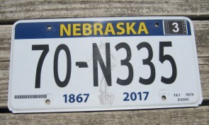 Nebraska 150 Years License Plate 2019