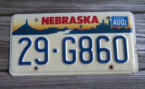 Nebraska City Scene Sunset  License Plate 1996
