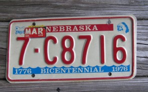 Nebraska Bicentennial License Plate 1984