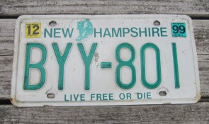  New Hampshire Old Man of The Mountain Live Free or Die License Plate 1999