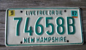 New Hampshire Live Free Or Die License Plate 1987