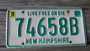 New Hampshire Live Free Or Die License Plate 1987