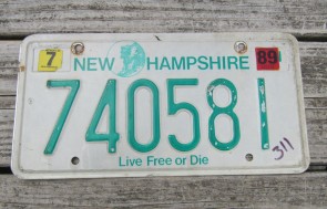  New Hampshire Old Man of The Mountain Live Free or Die License Plate 1989