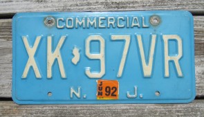 New Jersey Garden State Blue License Plate 1992