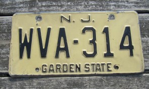 New Jersey Garden State Tan License Plate 1970's