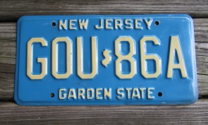 New Jersey Garden State Blue License Plate 1990's