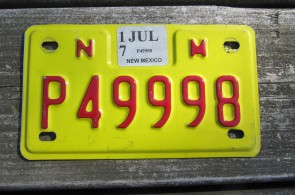 New Mexico Motorcycle License Plate Yellow Red 2017