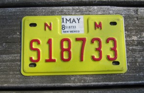 New Mexico Motorcycle License Plate Yellow Red 2018