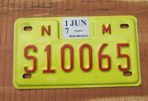 New Mexico Motorcycle License Plate Yellow Red 2017