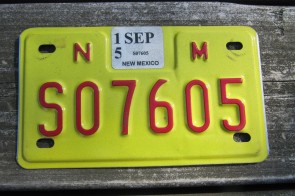 New Mexico Motorcycle License Plate Yellow Red 2015