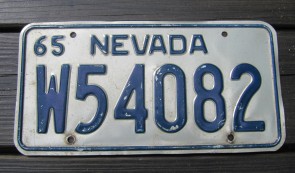 Nevada Blue Silver License Plate 1965