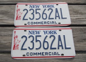 New York Statue of Liberty Commercial  License Plate Pair 1990's 