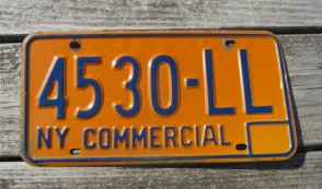New York Blue Yellow License Plate 1970's