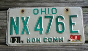 Ohio Green White Letters License Plate 1990