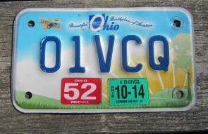 Ohio Motorcycle License Plate Birthplace of Aviation Sunset 2014