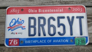 Ohio Bicentennial License Plate 2005