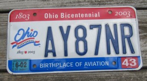 Ohio Bicentennial License Plate 2002