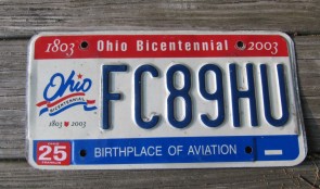 Ohio Bicentennial License Plate 2003