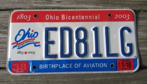Ohio Bicentennial License Plate 2010