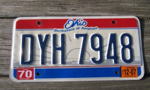 Ohio Rising Sun License Plate Birth Place of Aviation 2007